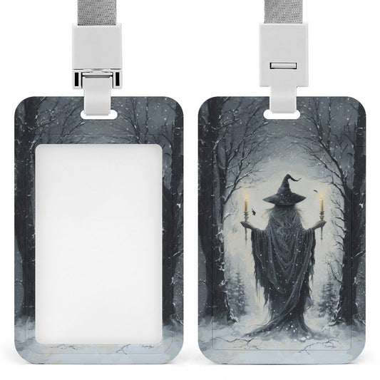 Winter Witch Vertical ID Badge Holder