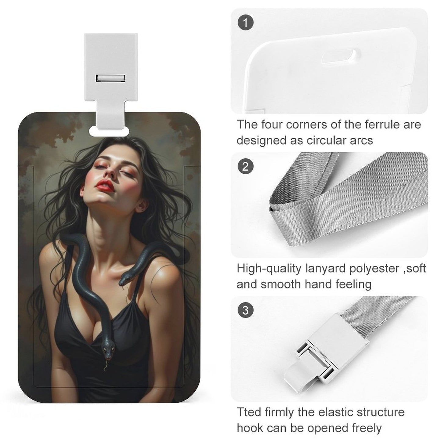 Lilith with snakes Vertical ID Badge Holder