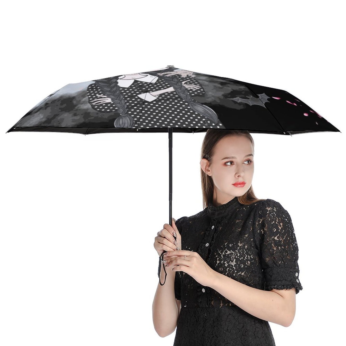 Wednesday Adams Auto Umbrella with Printed Pattern Outside ZYS03-8K