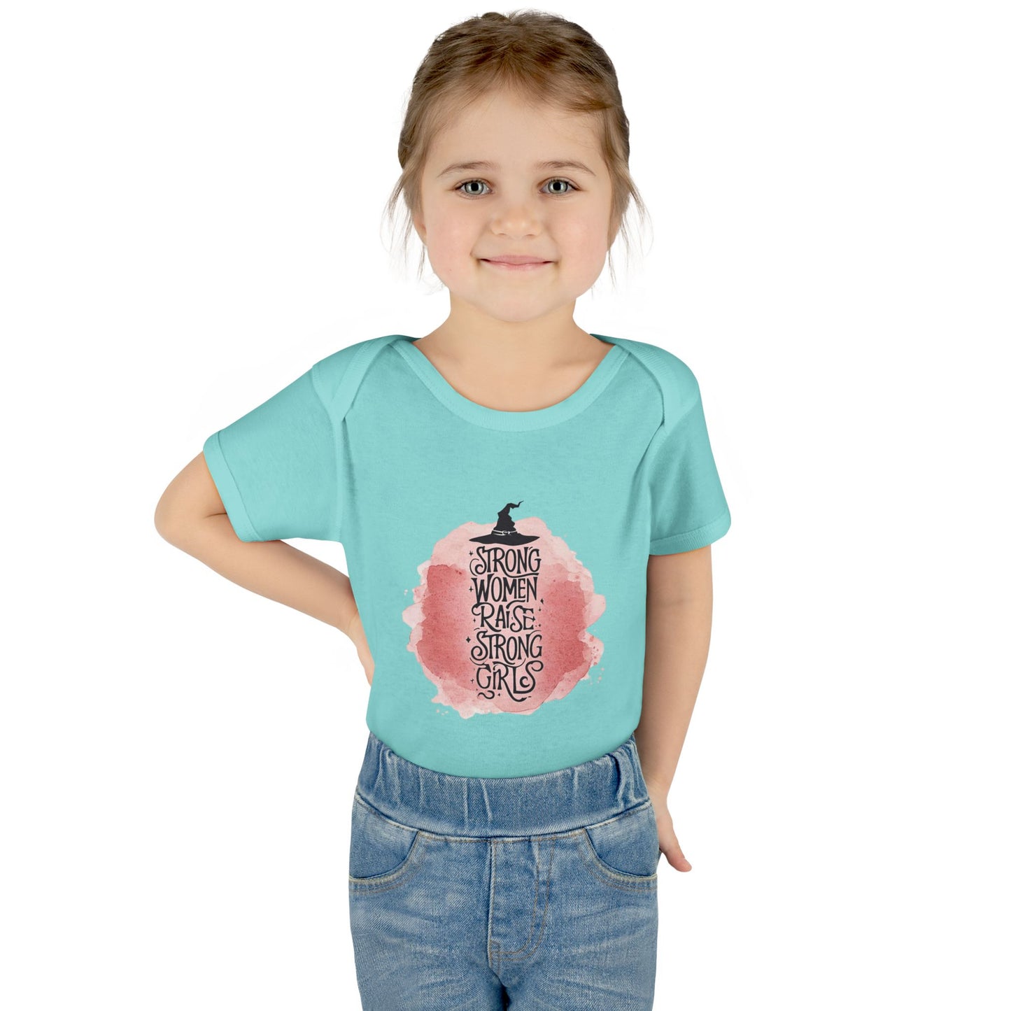 Strong Woman Raise Strong Girls Infant Bodysuit: Witchy Feminist Baby Tee