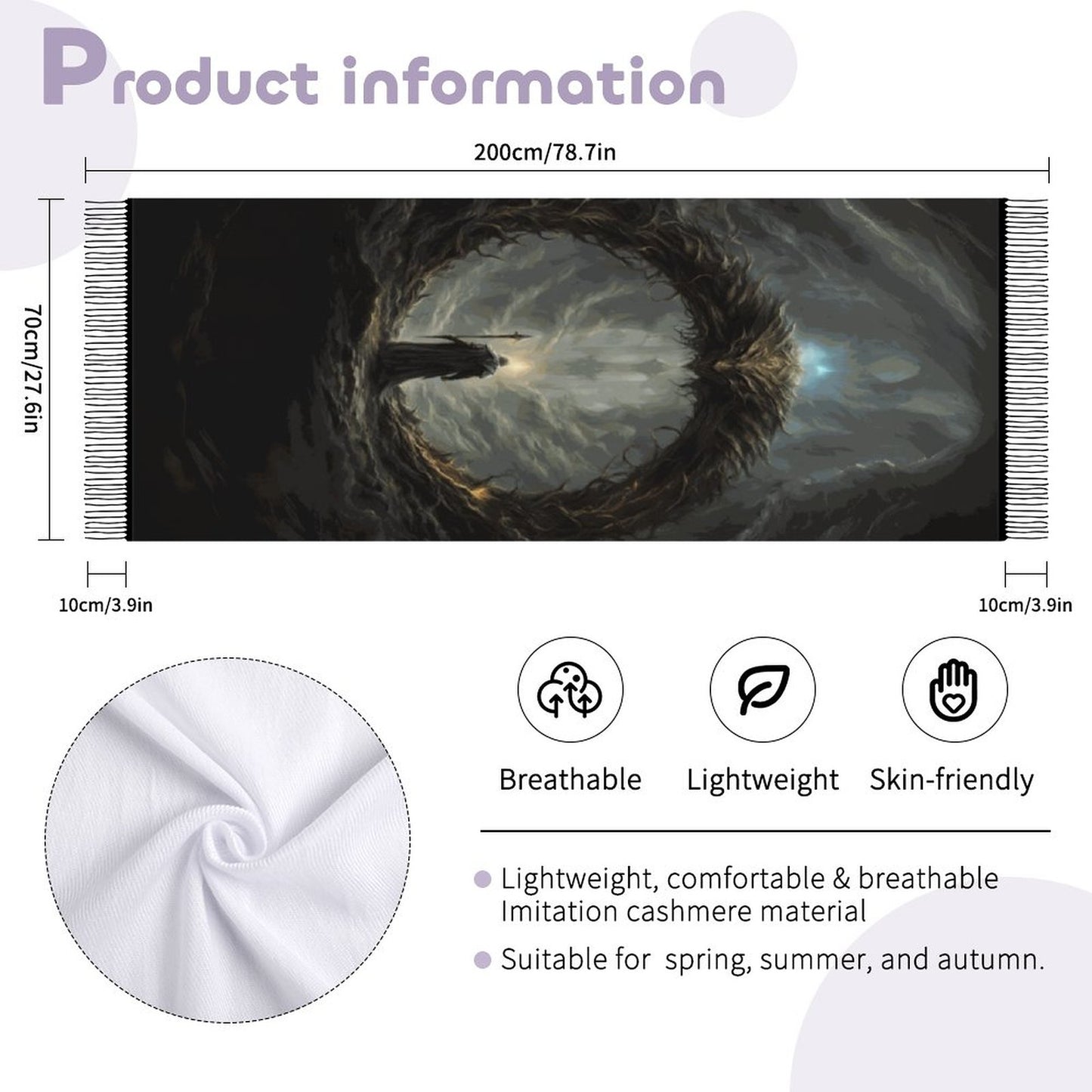 Age of Sigmor Tassel Scarf, Fantasy Gamer Scarf the essence of Sephiroth