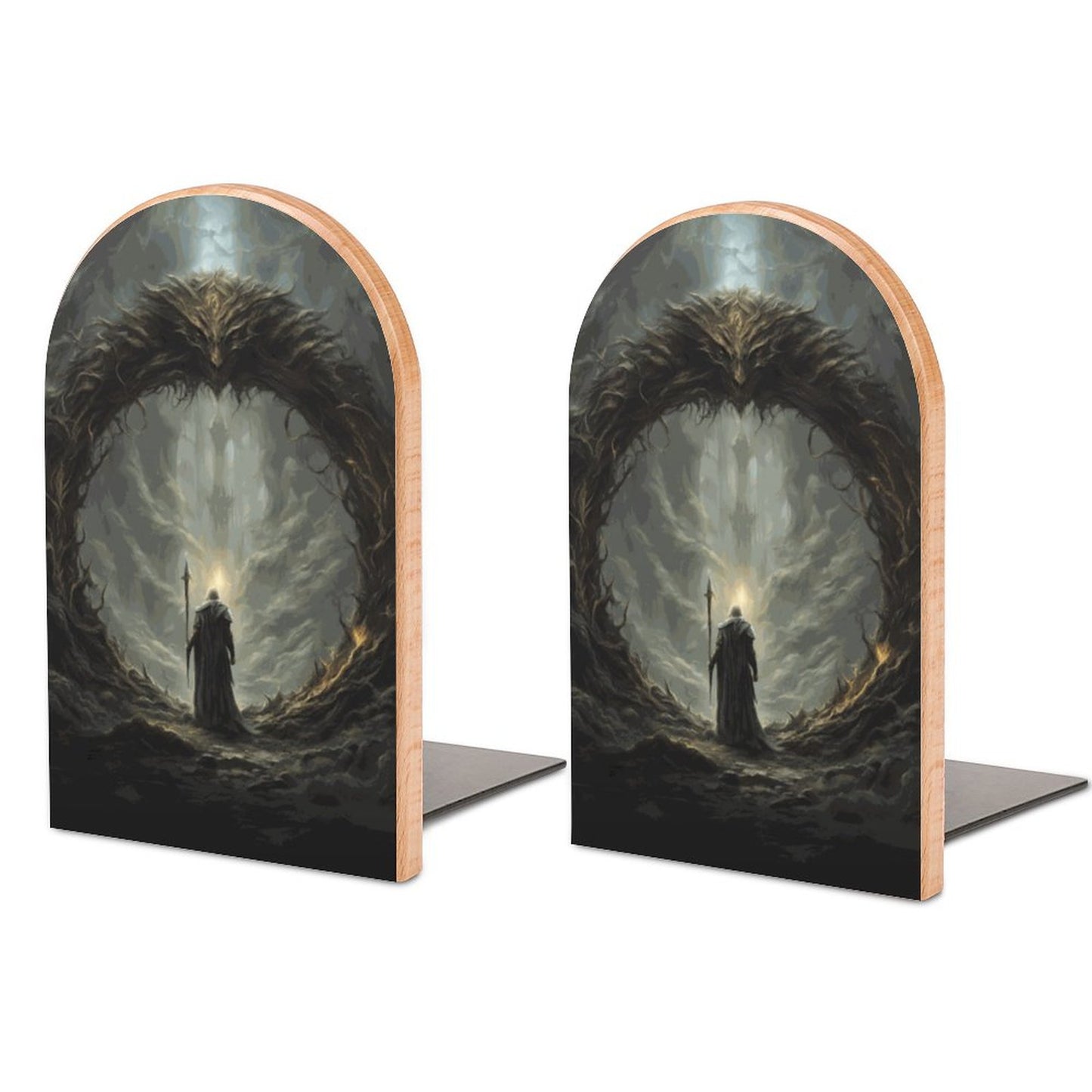 Age of Sigmor Wood Bookends, Elden Ring Fantasy Gamer Decor