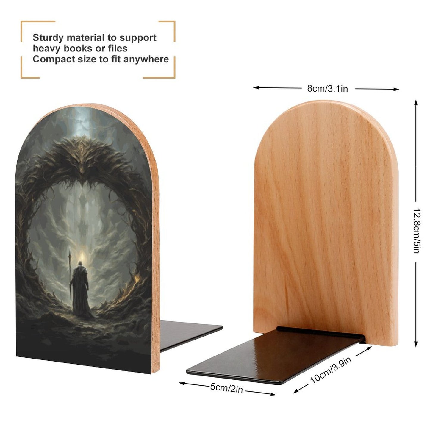 Age of Sigmor Wood Bookends, Elden Ring Fantasy Gamer Decor