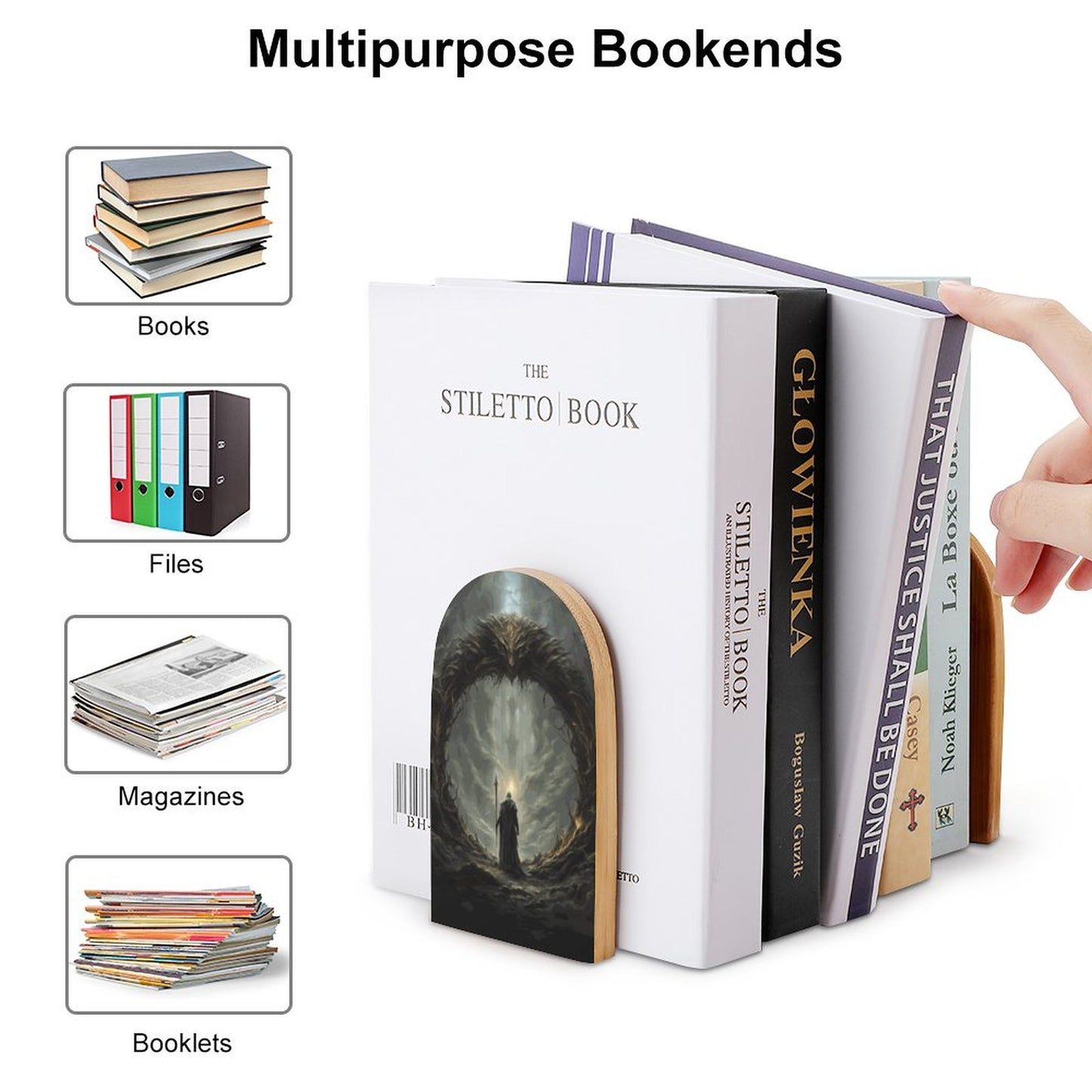 Age of Sigmor Wood Bookends, Elden Ring Fantasy Gamer Decor