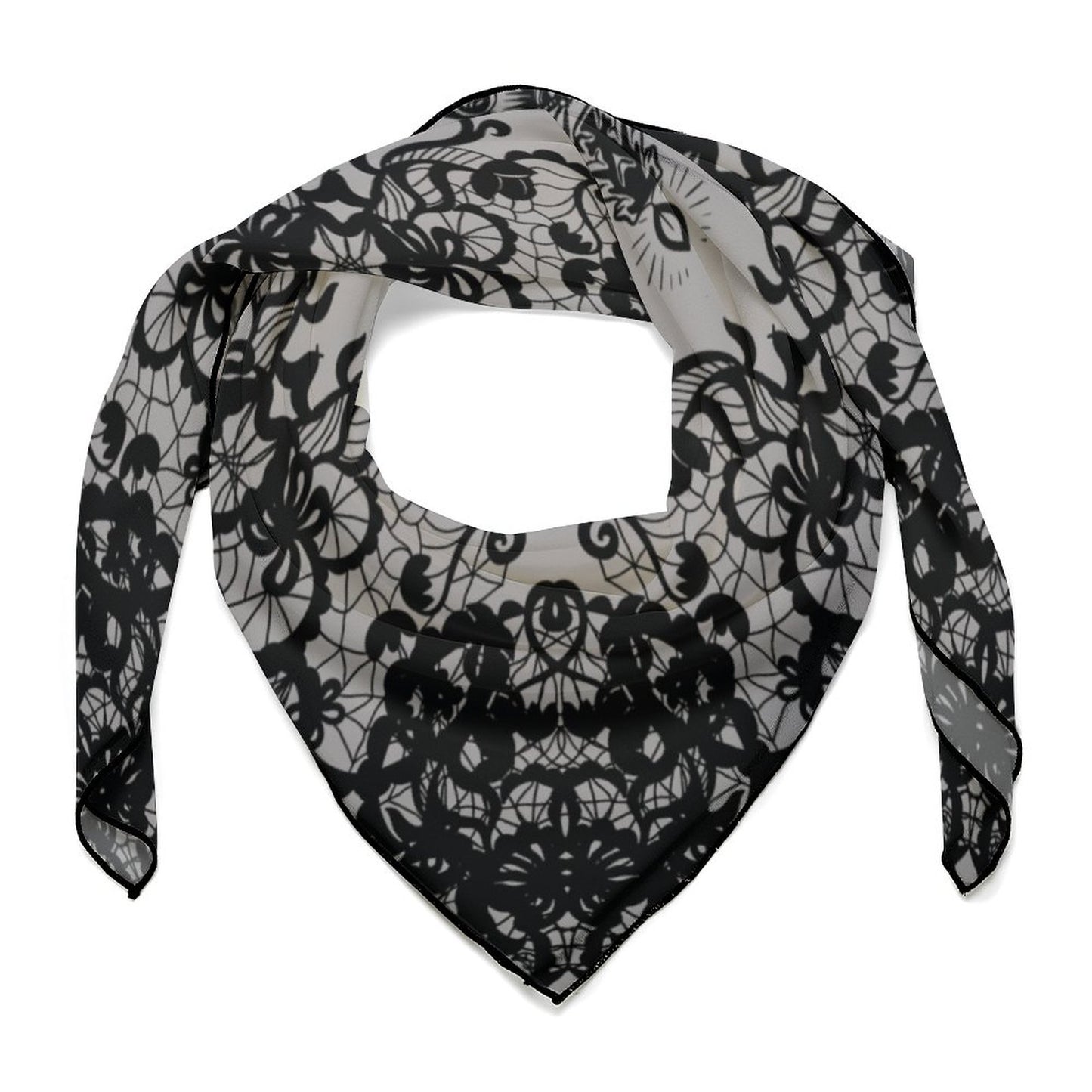Black Lace Snake Women's Scarf, Witchy Clothing Pentagon Wrap, Occult Gothic Clothing, Fun Witchcore Witchy Stuff for the Holiday Season!