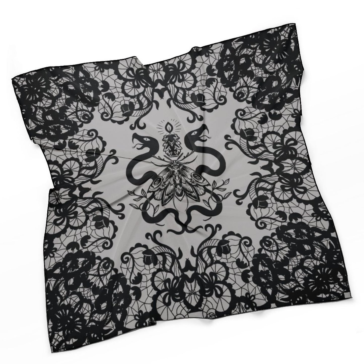 Black Lace Snake Women's Scarf, Witchy Clothing Pentagon Wrap, Occult Gothic Clothing, Fun Witchcore Witchy Stuff for the Holiday Season!