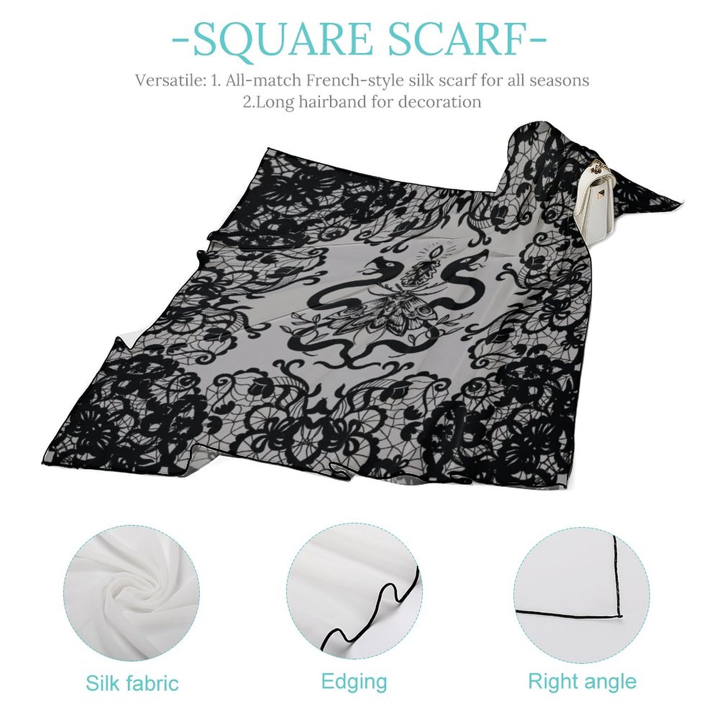 Black Lace Snake Women's Scarf, Witchy Clothing Pentagon Wrap, Occult Gothic Clothing, Fun Witchcore Witchy Stuff for the Holiday Season!
