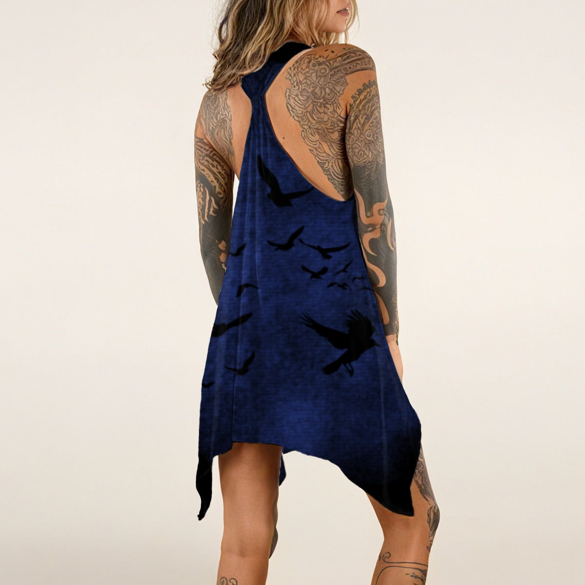 Blue Murder of Crows Sleeveless Tank Dress, Gothic Clothing