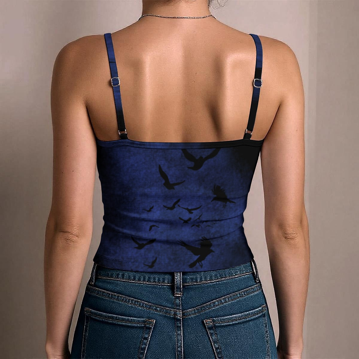 Blue Murder of Crows Spaghetti Strap Tank Top, Corporate Goth Attire