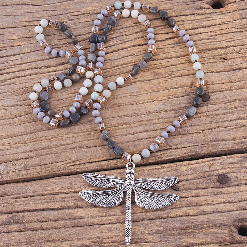 Bohemian Dragonfly Stone Necklace, Practical Magic Collection!