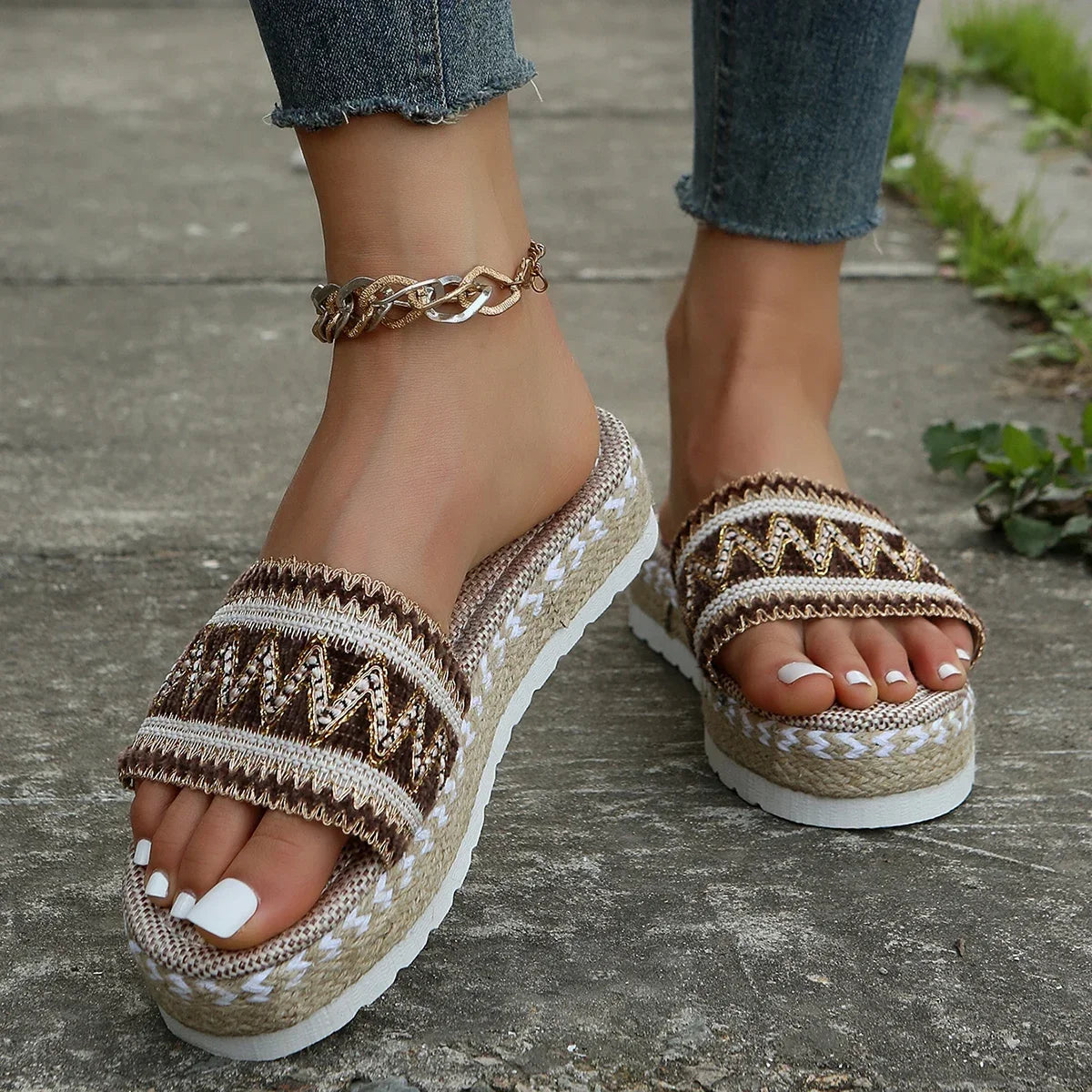 Bohemian Handmade Ladies Espadrilles, Summer Weave Boho Platform Shoes - The Witchy Gypsy