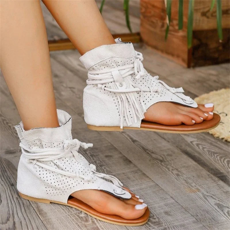 Boho Flat Boot Sandals, Summer Round Toe Breathable Sandalias De Mujer