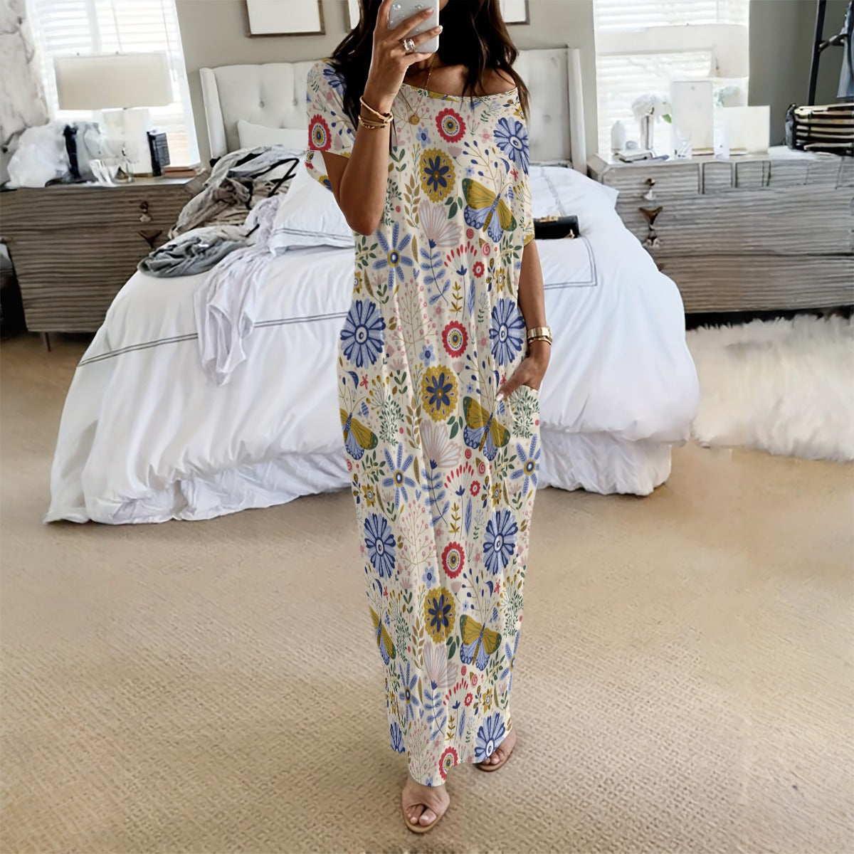 witchy long dress Dreams 70s Witchy Peasant Tiered Maxi Dress