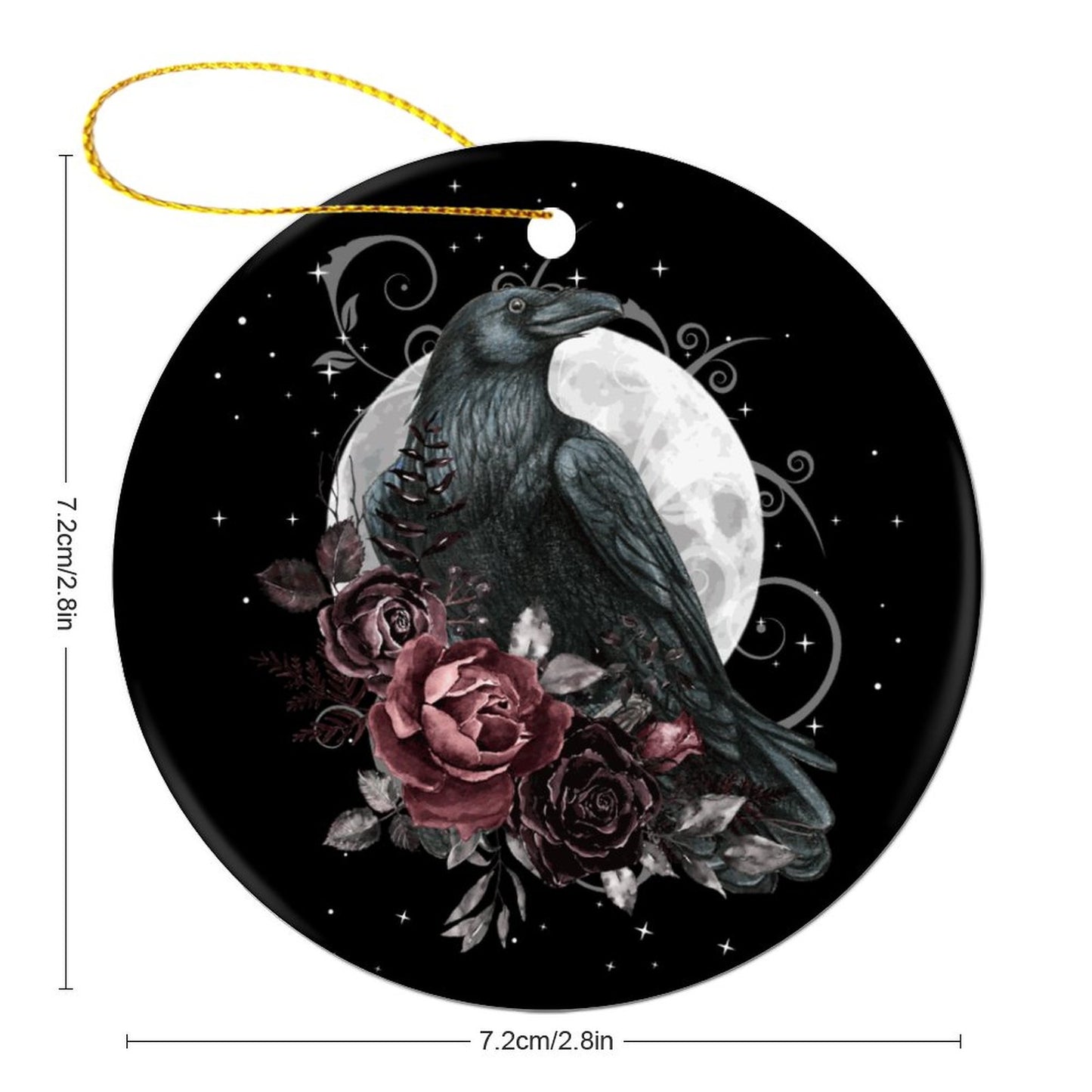 Crow Tarot Round Christmas Ceramic Ornament, pagan holiday ornaments, witch ball,witch ornament, yule decorations, Crow tarot,Raven ornament