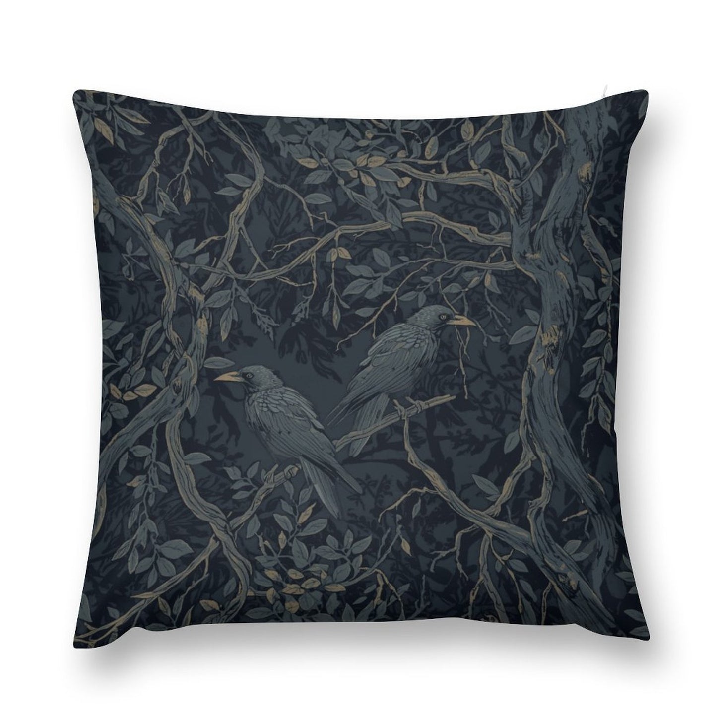 Dark Academia Crow Throw Pillowcases - William Morris Inspired Crow Decor