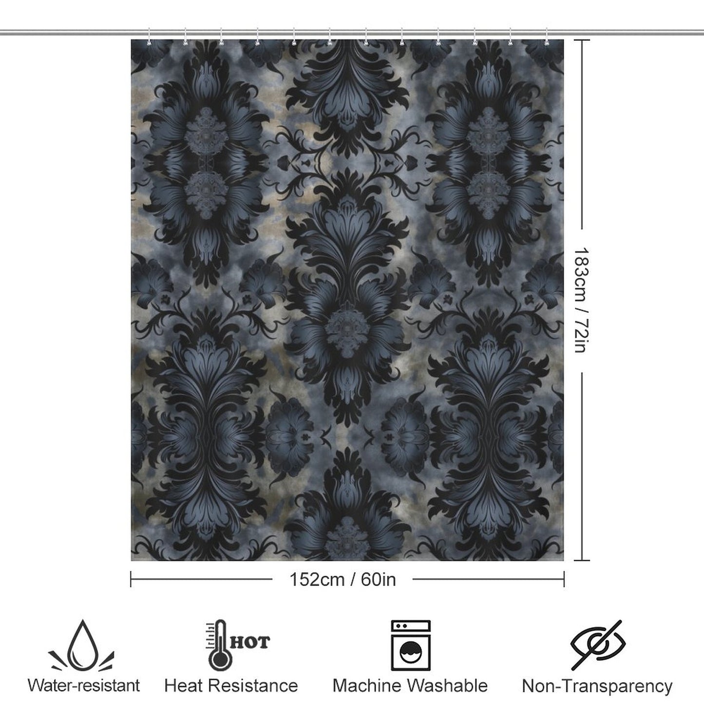 Dark Academia Shower Curtain, Rich, deep, moody tones in floral