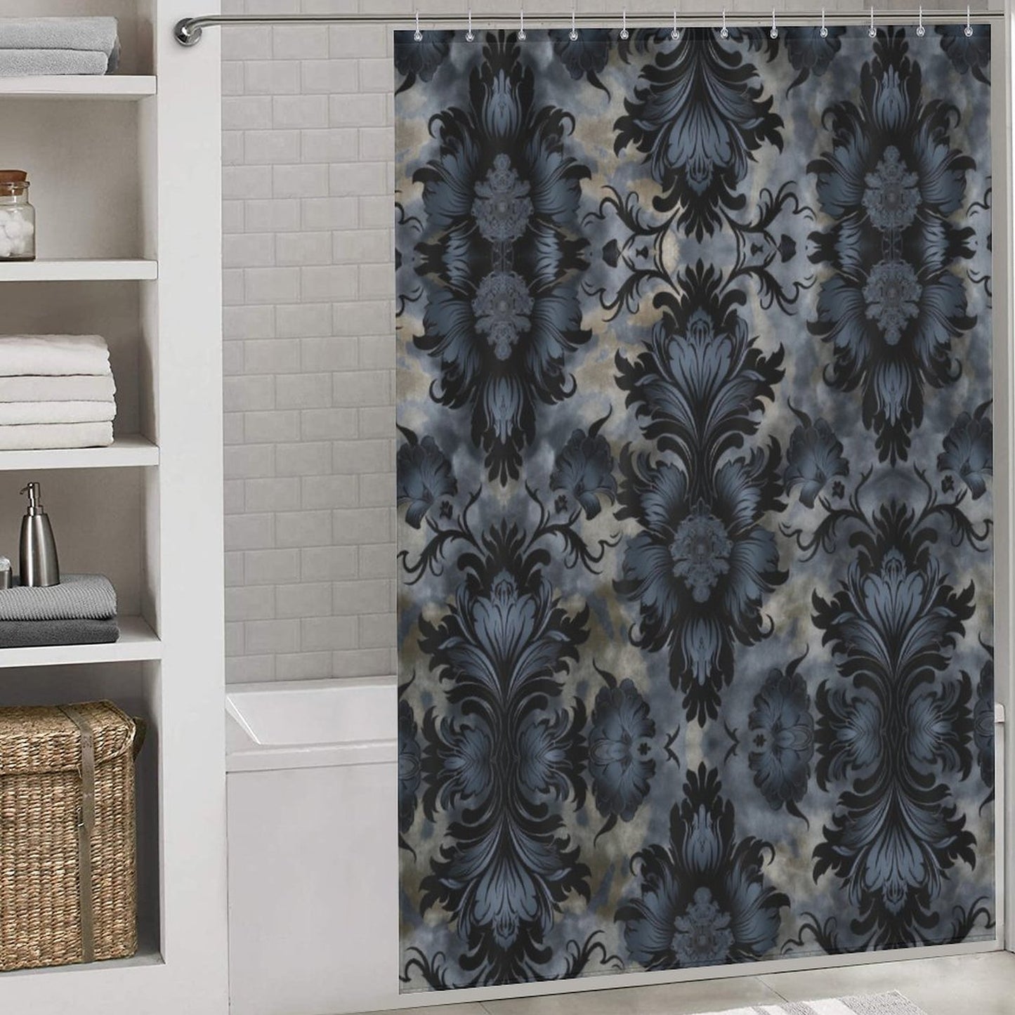 Dark Academia Shower Curtain, Rich, deep, moody tones in floral