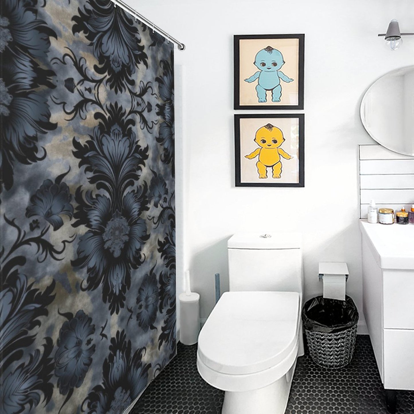 Dark Academia Shower Curtain, Rich, deep, moody tones in floral