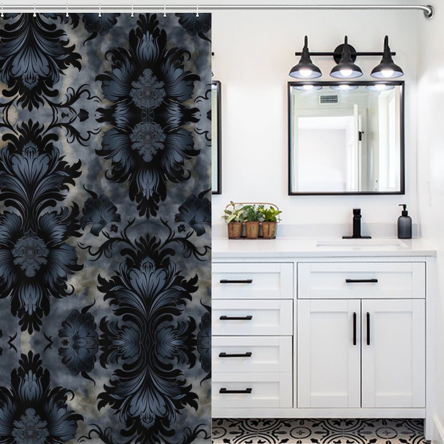 Dark Academia Shower Curtain, Rich, deep, moody tones in floral