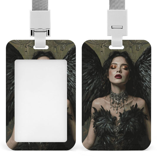 Dark Angel Lilith Vertical ID Badge Holder, Witchy ID Holder Lanyard Accessory