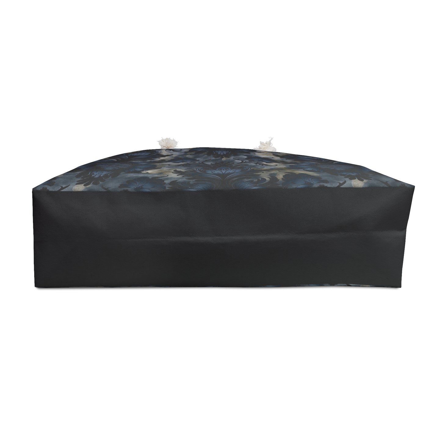 Black bag with floral patterns on a white background