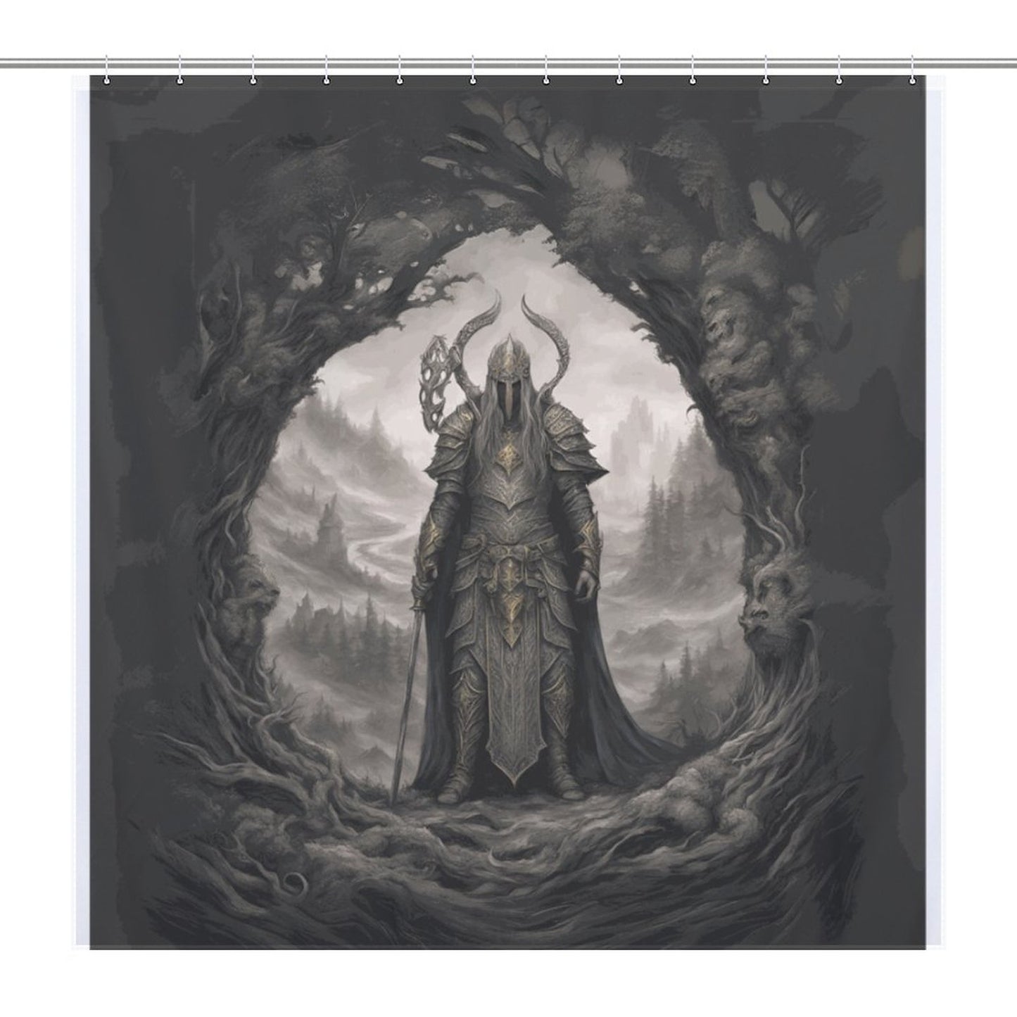 Dark Warrior King Shower Curtain - Sephiroth, Gamer Merch, Mordheim