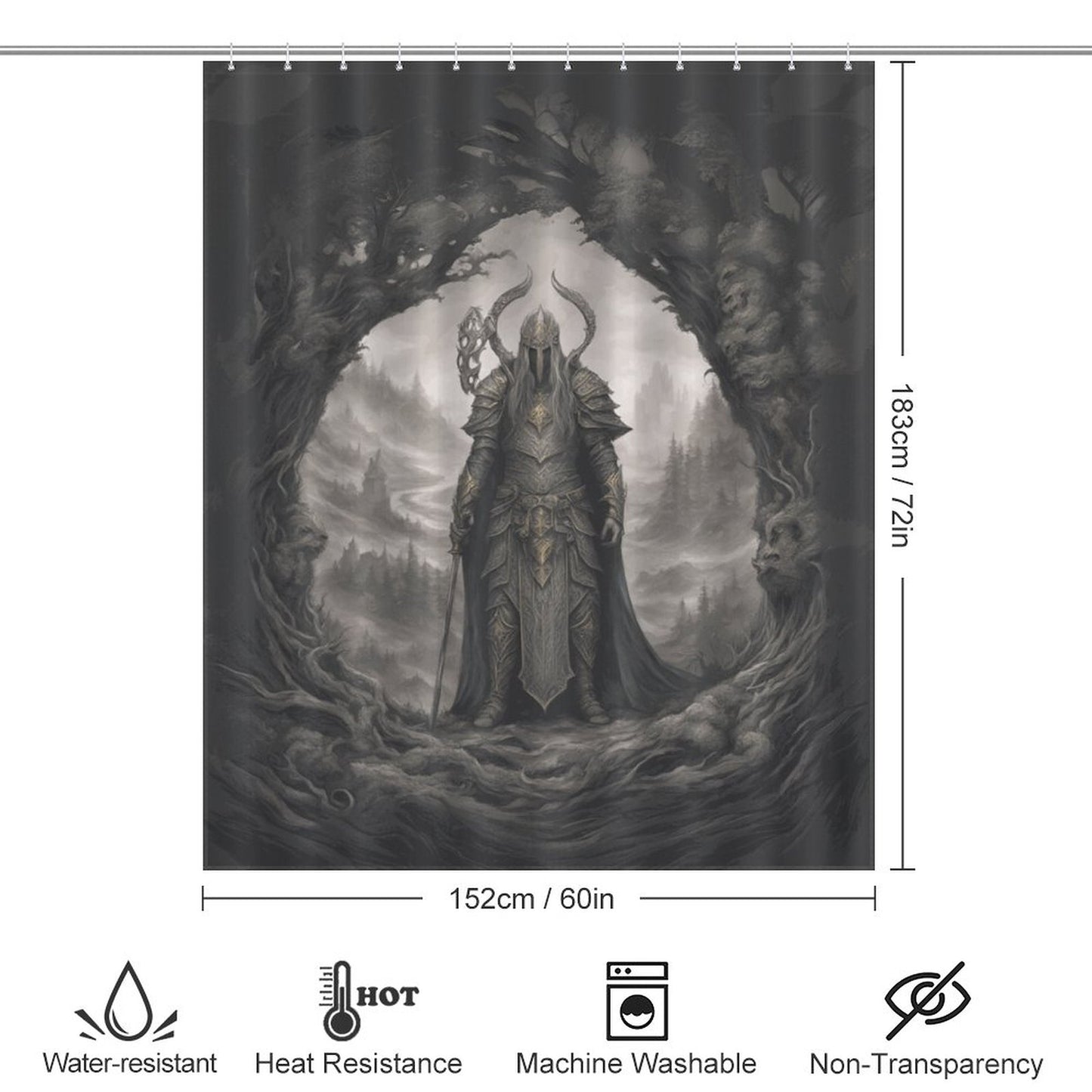 Dark Warrior King Shower Curtain - Sephiroth, Gamer Merch, Mordheim