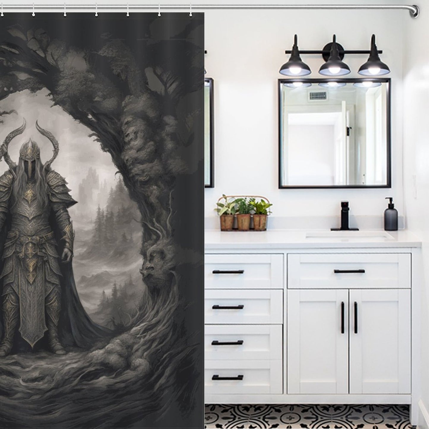 Dark Warrior King Shower Curtain - Sephiroth, Gamer Merch, Mordheim
