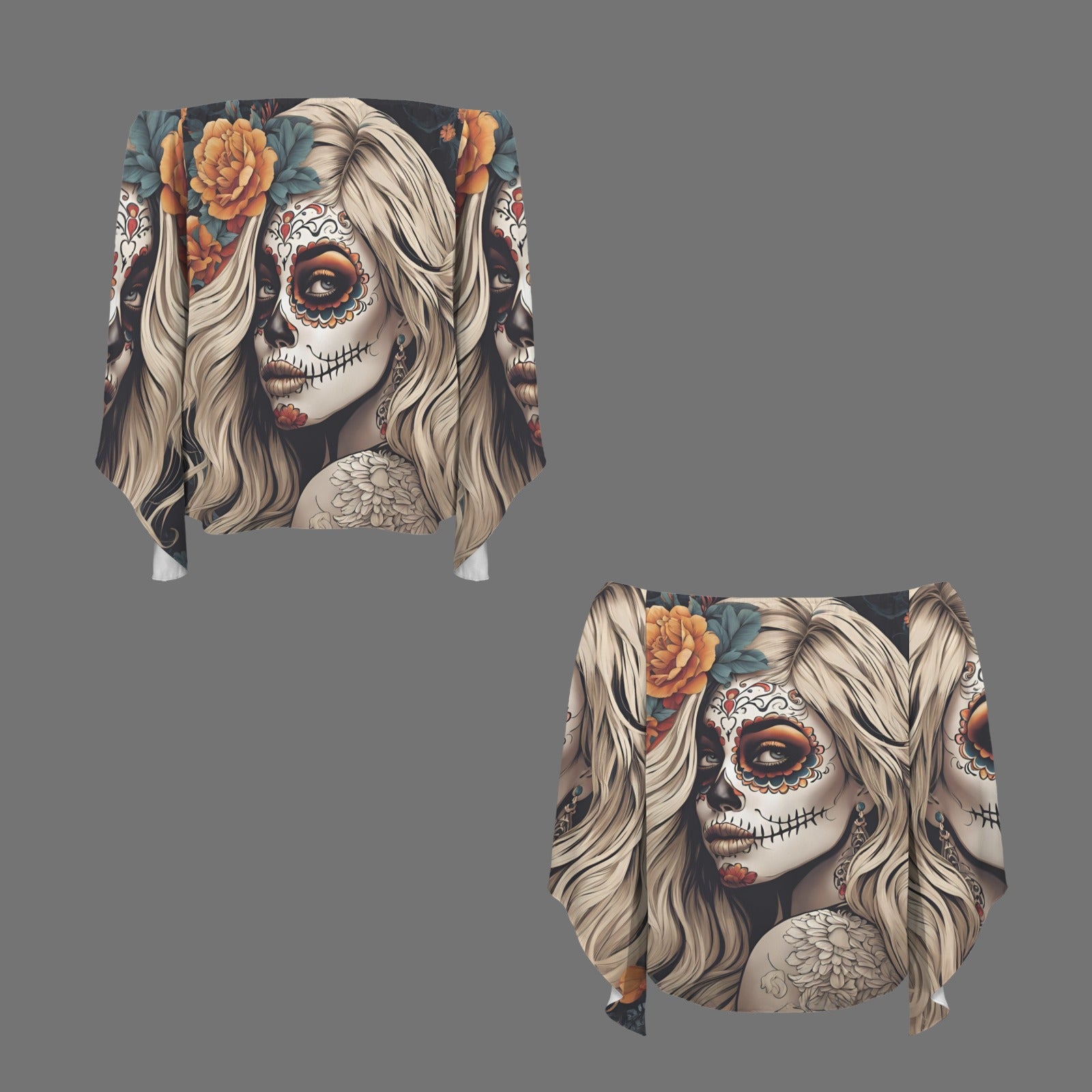 Day of the Dead Blond Off the Shoulder T-shirt, Witchcore Dia de los muertos shirt