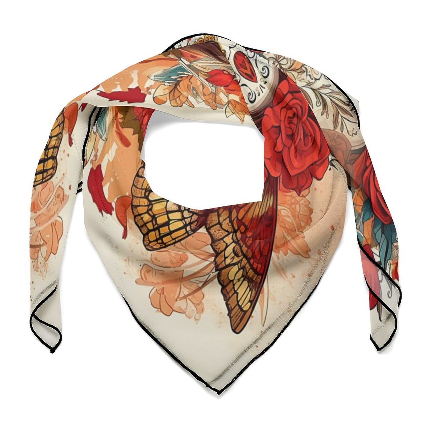 Day of the Dead Women's Scarf, Festive Sugar Skull Scarf - Mexican Scarf Vibrant Day of the Dead Accessory Headband Bandana Neckerchief