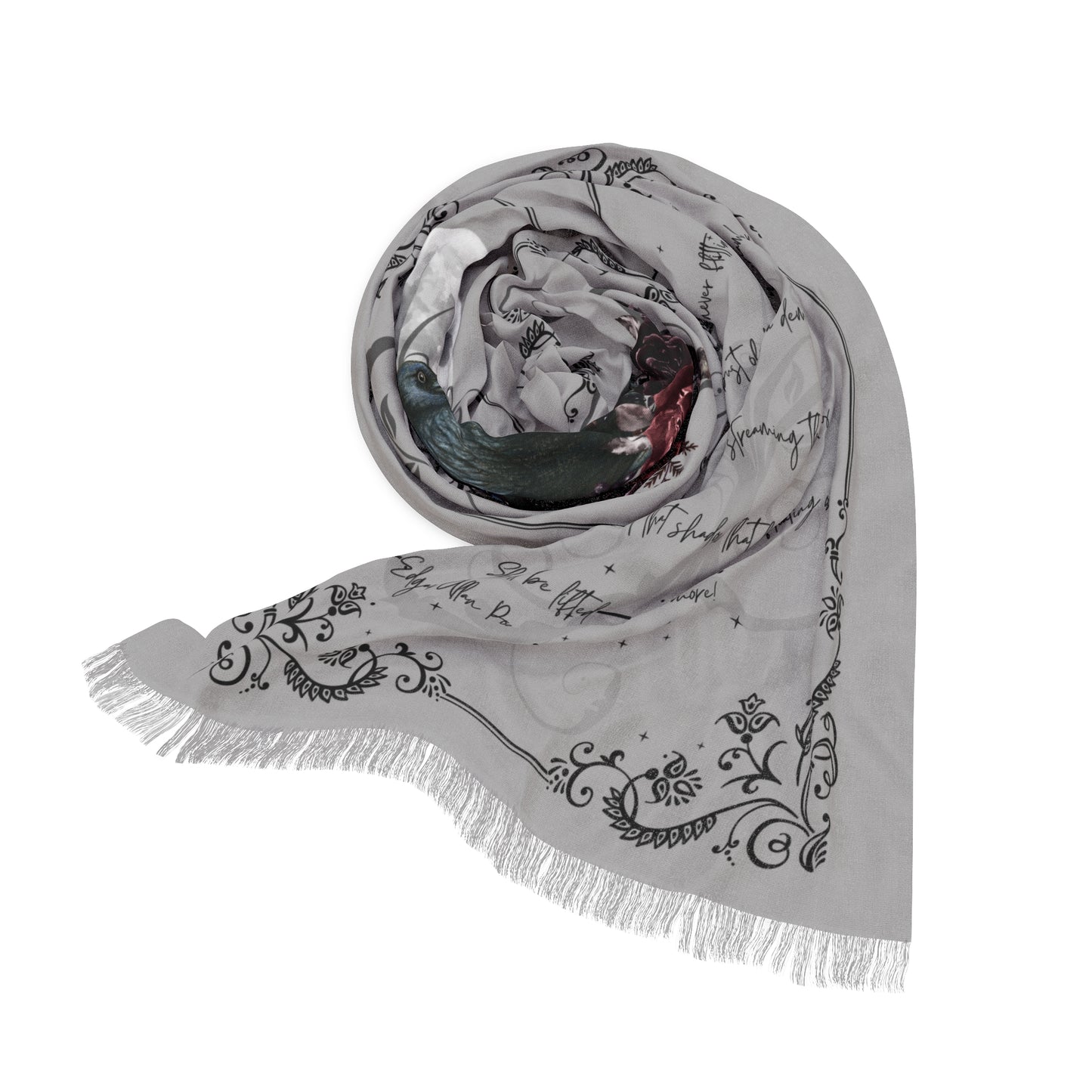 Edgar Allan Poe "The Raven" Poem Scarf: Gothic Book Lover Gift