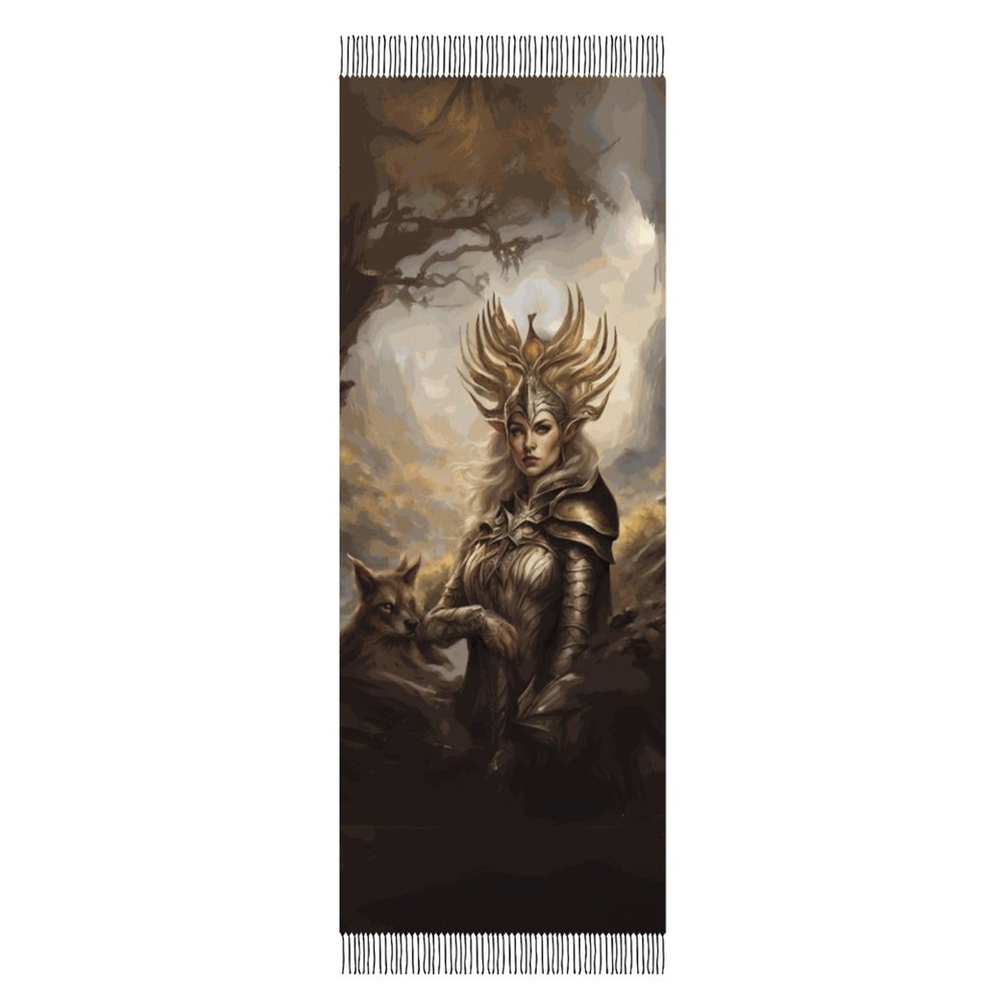 Elden Queen Tassel Scarf, Witchcore Fantasy Gamer Scarf