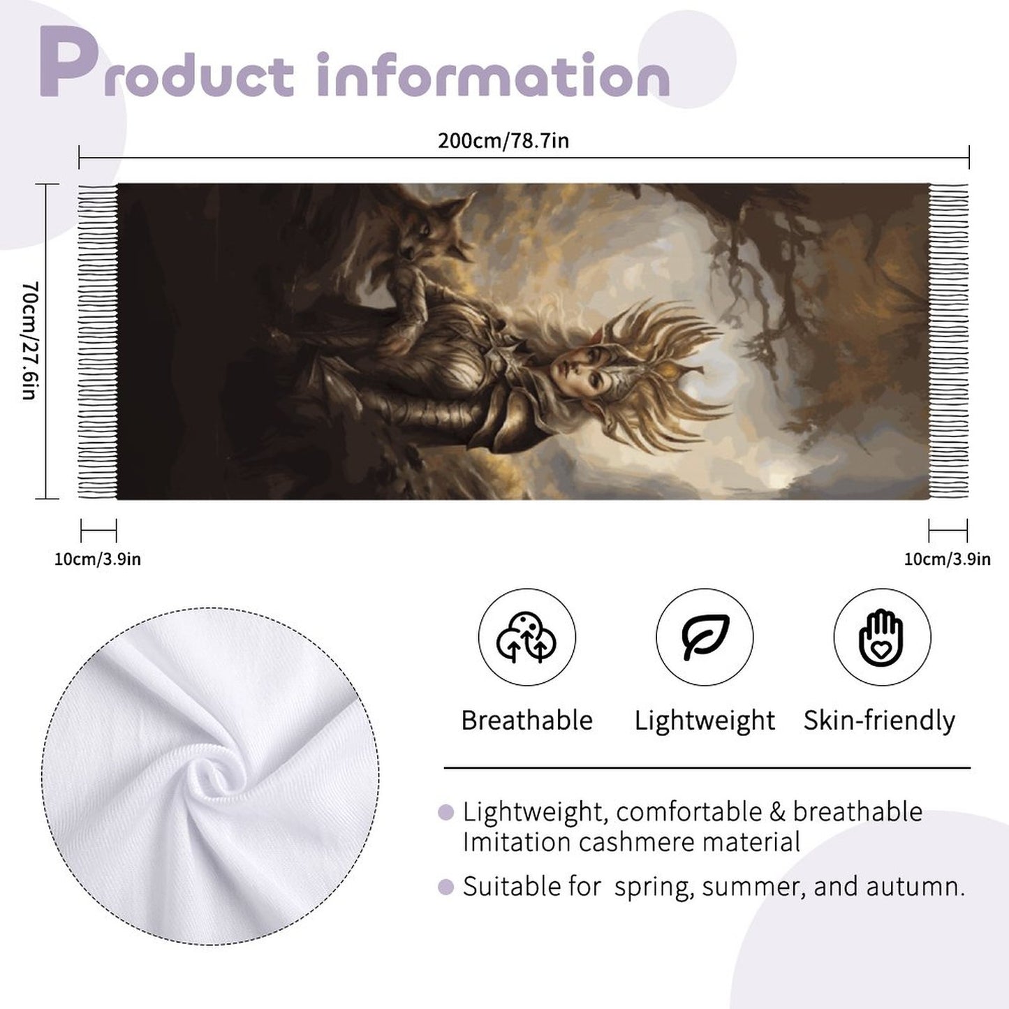 Elden Queen Tassel Scarf, Witchcore Fantasy Gamer Scarf