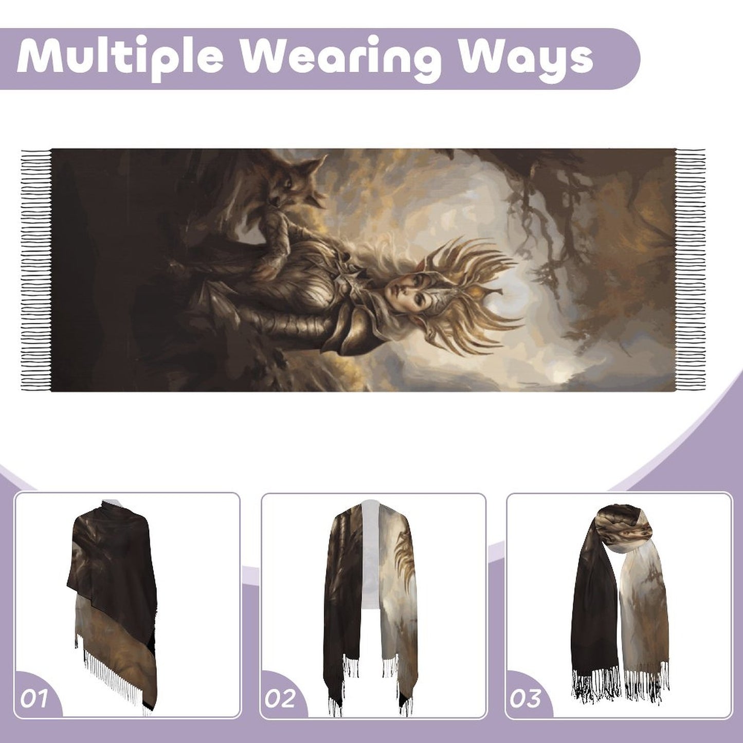 Elden Queen Tassel Scarf, Witchcore Fantasy Gamer Scarf