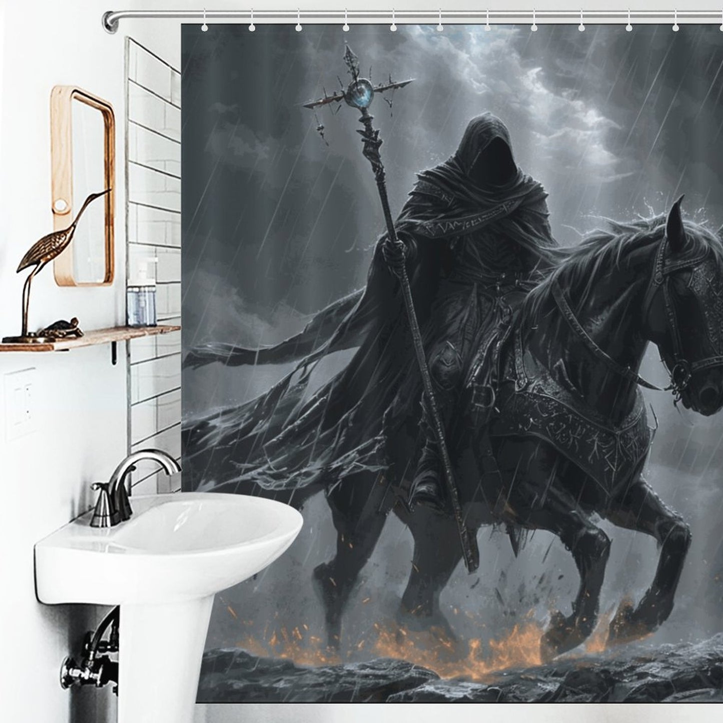Elden Ring Cloaked Knight Shower Curtain-Gamer merch, Age of sigmar