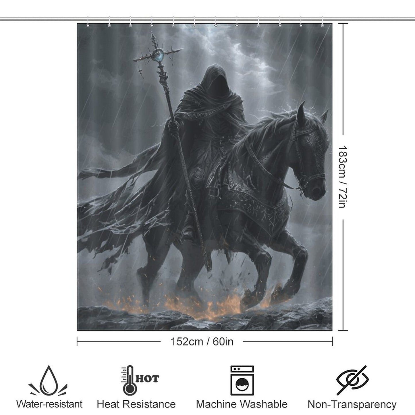 Elden Ring Cloaked Knight Shower Curtain-Gamer merch, Age of sigmar