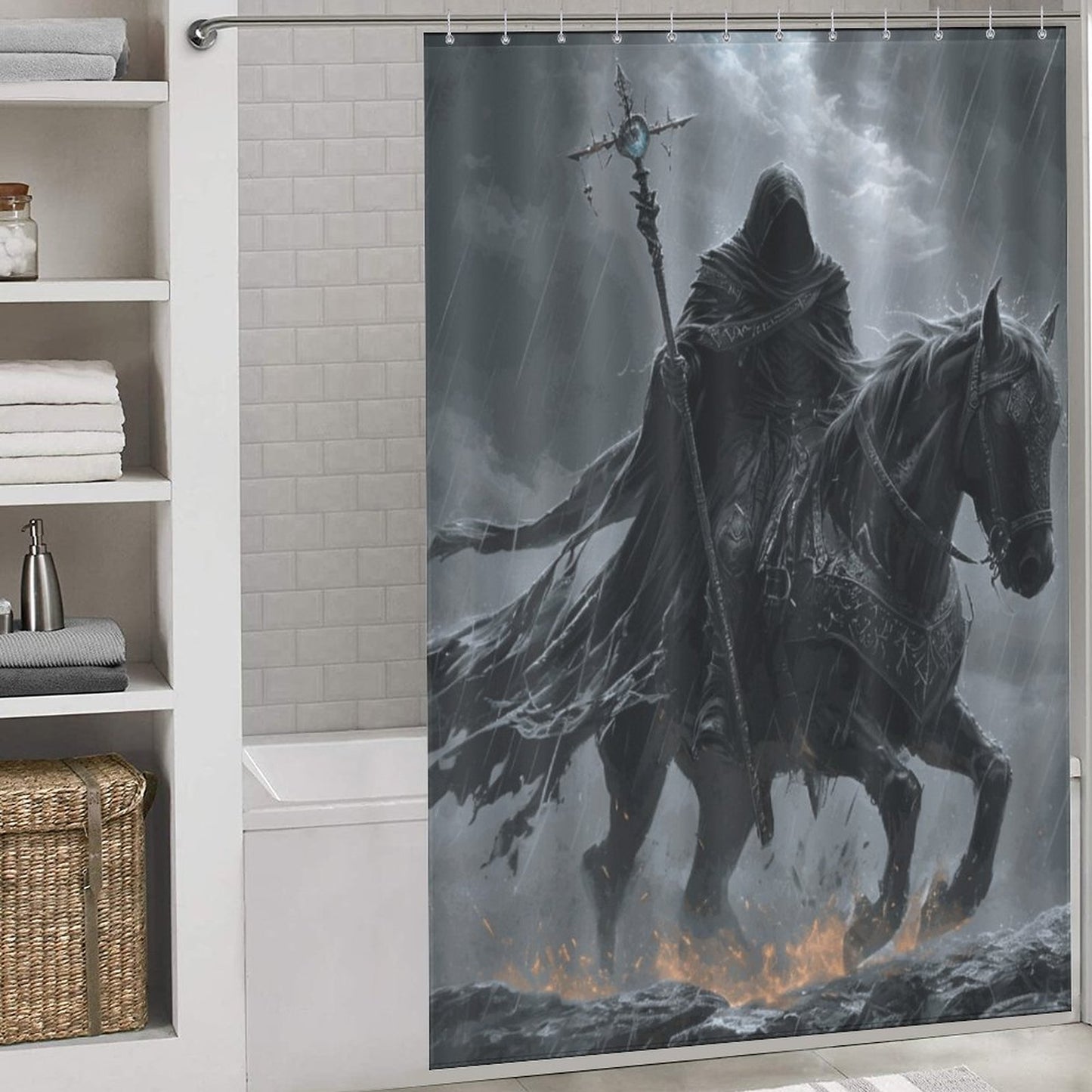 Elden Ring Cloaked Knight Shower Curtain-Gamer merch, Age of sigmar