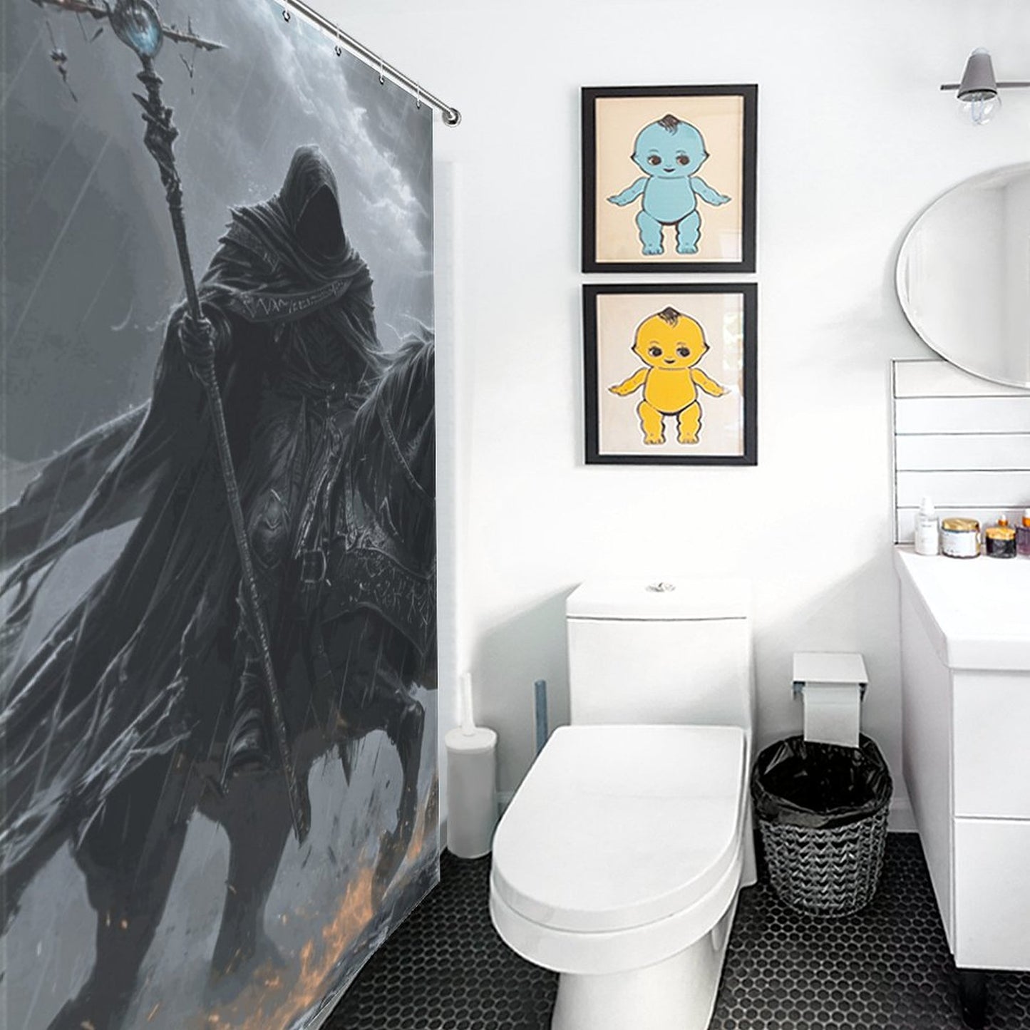 Elden Ring Cloaked Knight Shower Curtain-Gamer merch, Age of sigmar