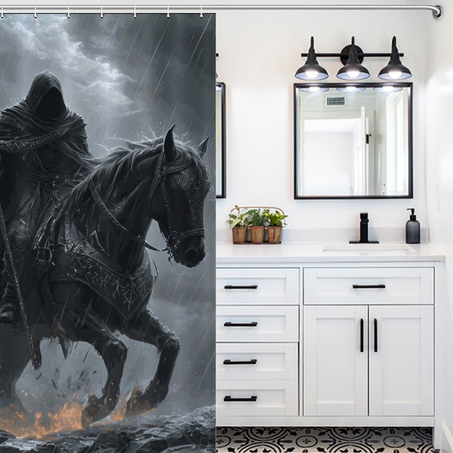 Elden Ring Cloaked Knight Shower Curtain-Gamer merch, Age of sigmar