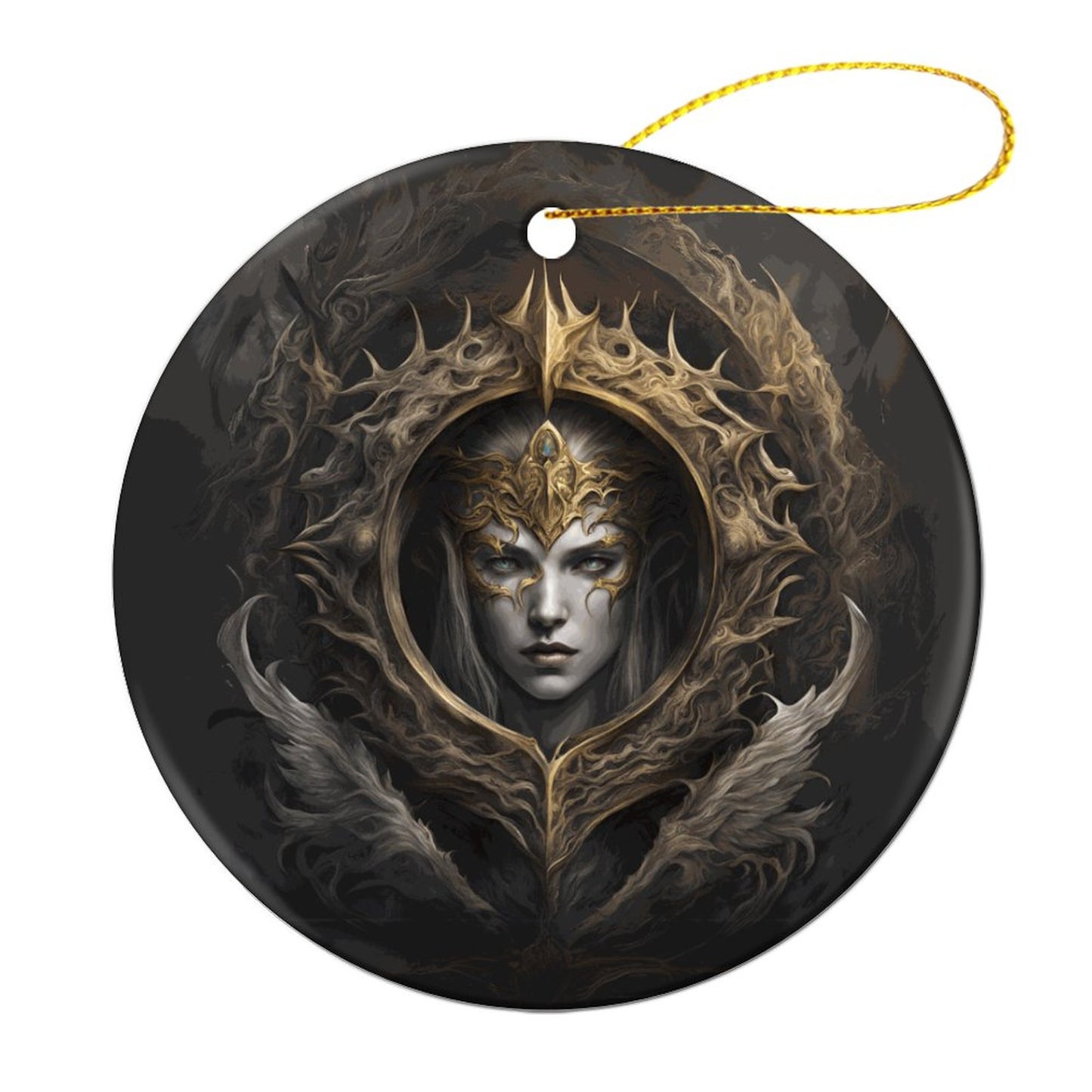 Elden Ring Qween Christmas Ceramic Ornament, Fantasy Elden Ring Queen