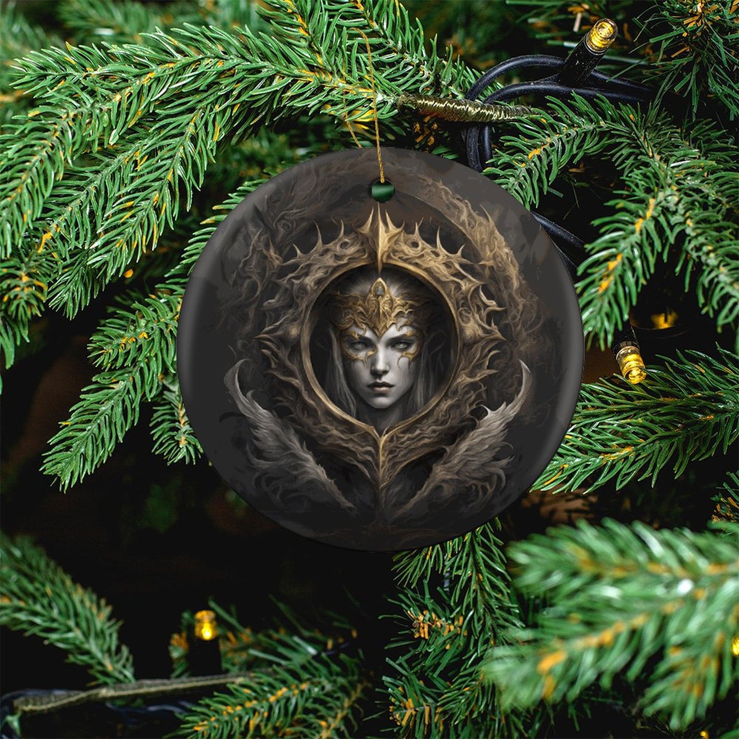 Elden Ring Qween Christmas Ceramic Ornament, Fantasy Elden Ring Queen