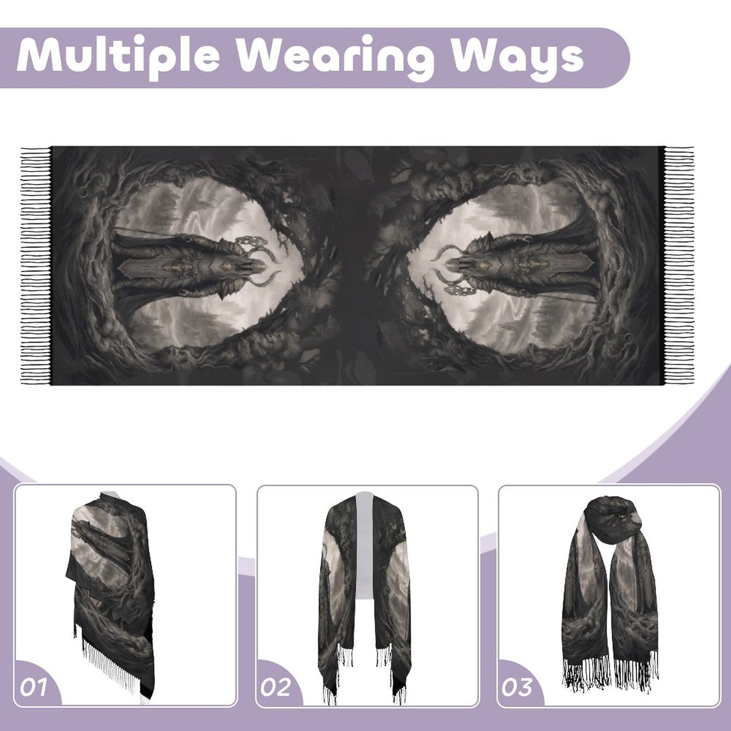 Elden Ring Warrior King Tassel Scarf, Fantasy Gamer Scarf
