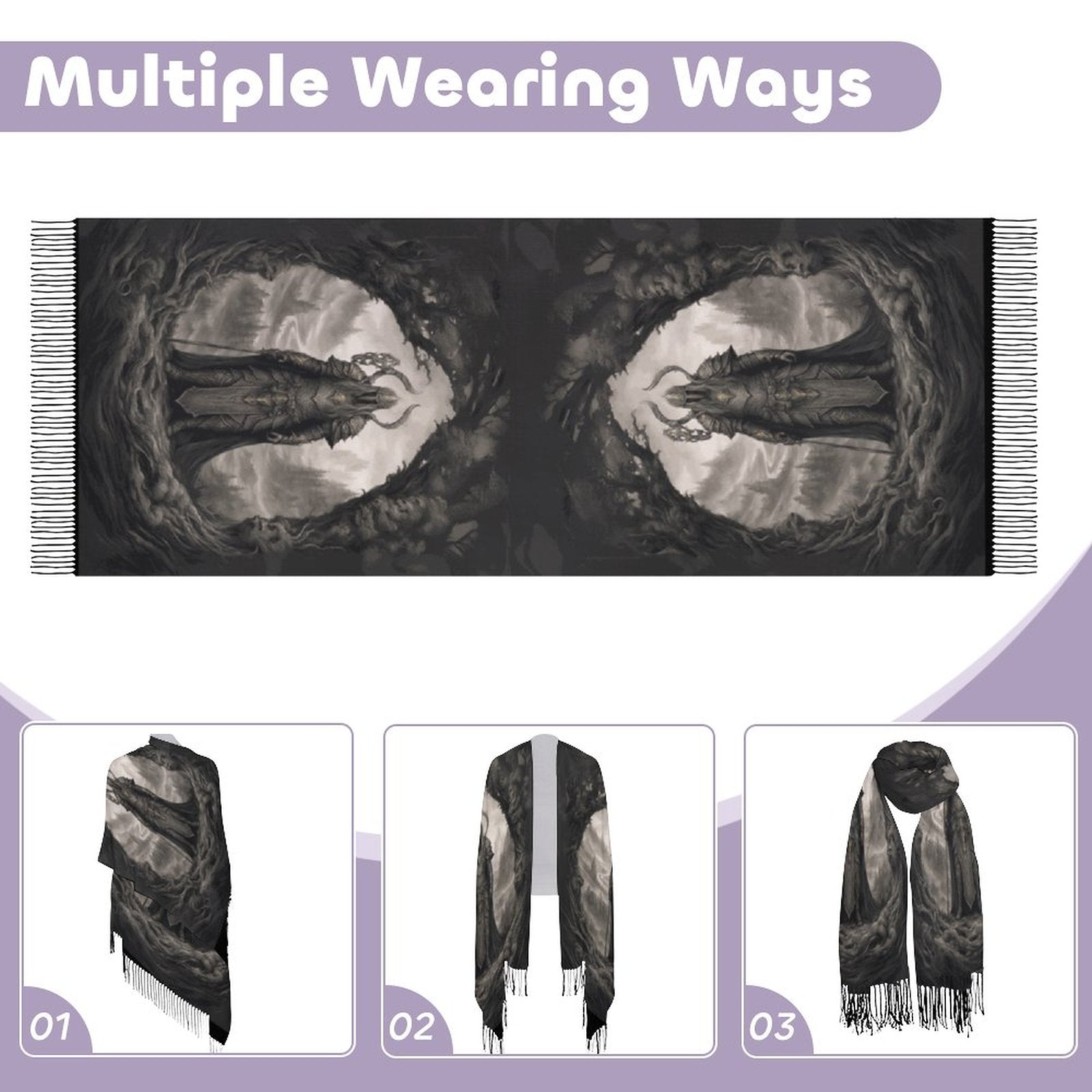 Elden Ring Warrior King Tassel Scarf, Fantasy Gamer Scarf