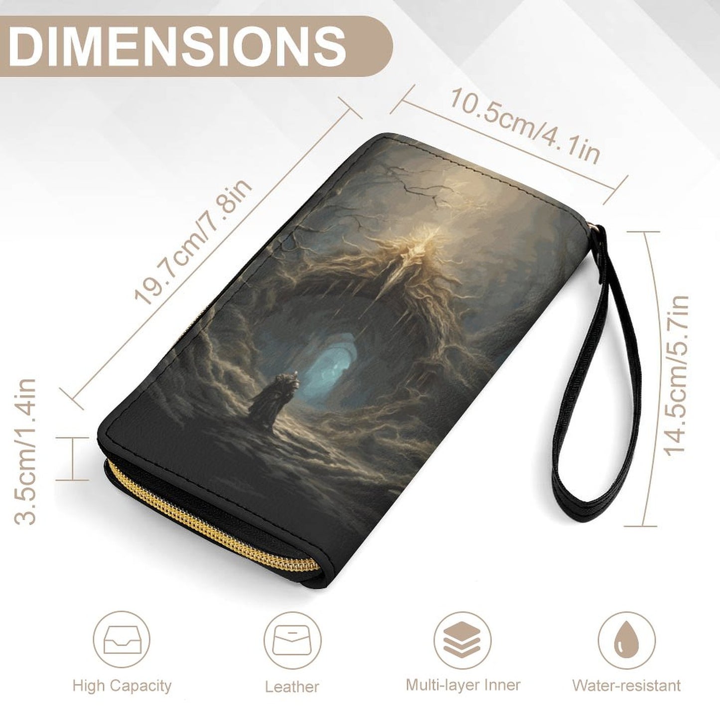 Elden Ring Warrior Leather Wallet with Wristlet Strap, gift for your gamer friend!