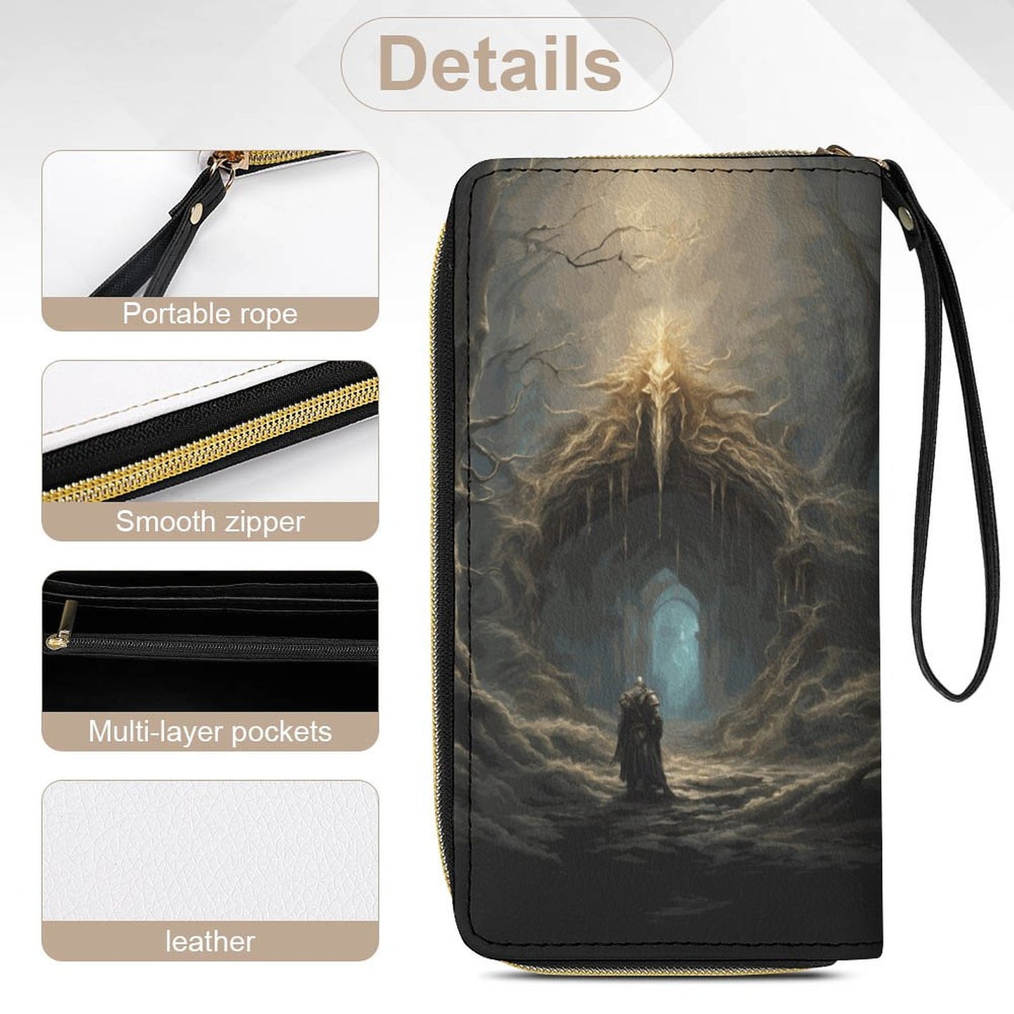 Elden Ring Warrior Leather Wallet with Wristlet Strap, gift for your gamer friend!