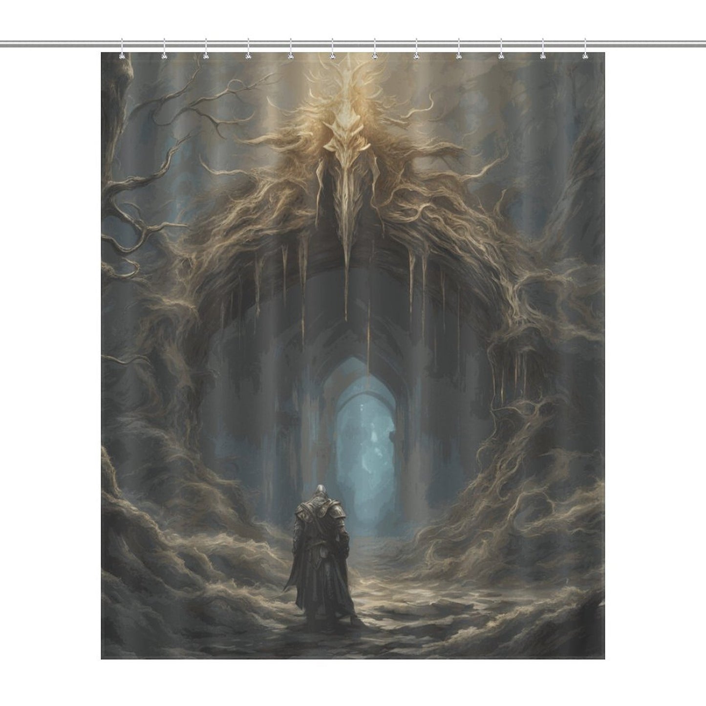 Elden Ring Warrior Shower Curtain, Gothic Folklore Gamer merch