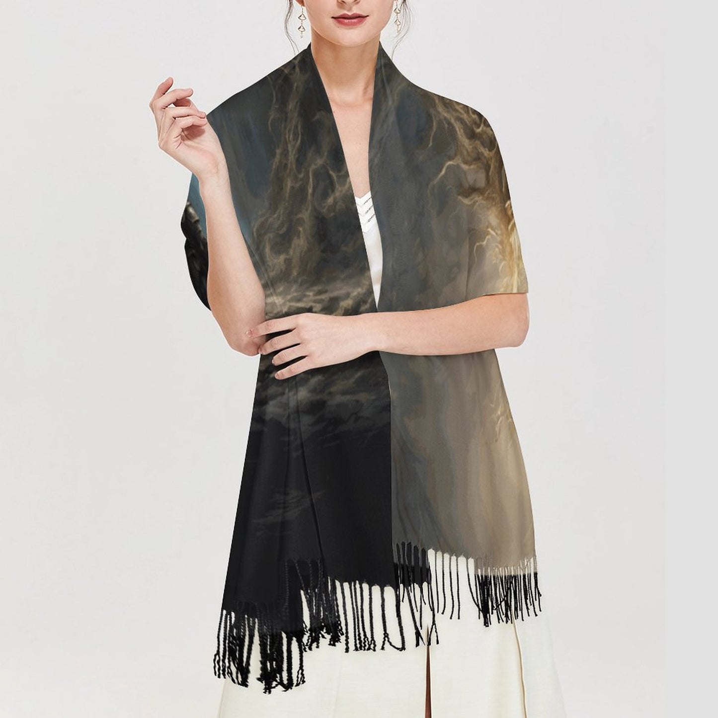 Elden Ring Warrior Tassel Scarf, Witchcore Fantasy Gamer Scarf