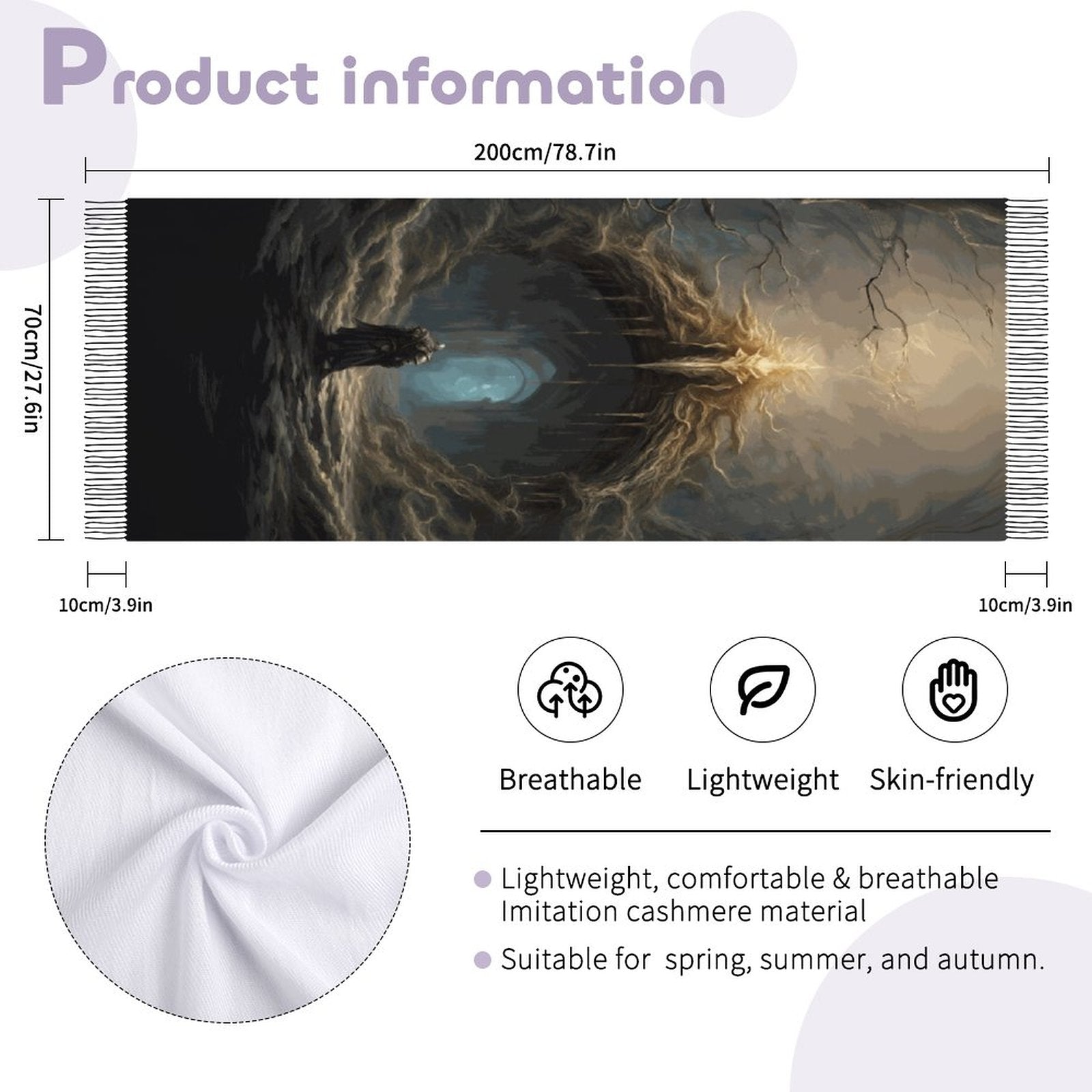 Elden Ring Warrior Tassel Scarf, Witchcore Fantasy Gamer Scarf