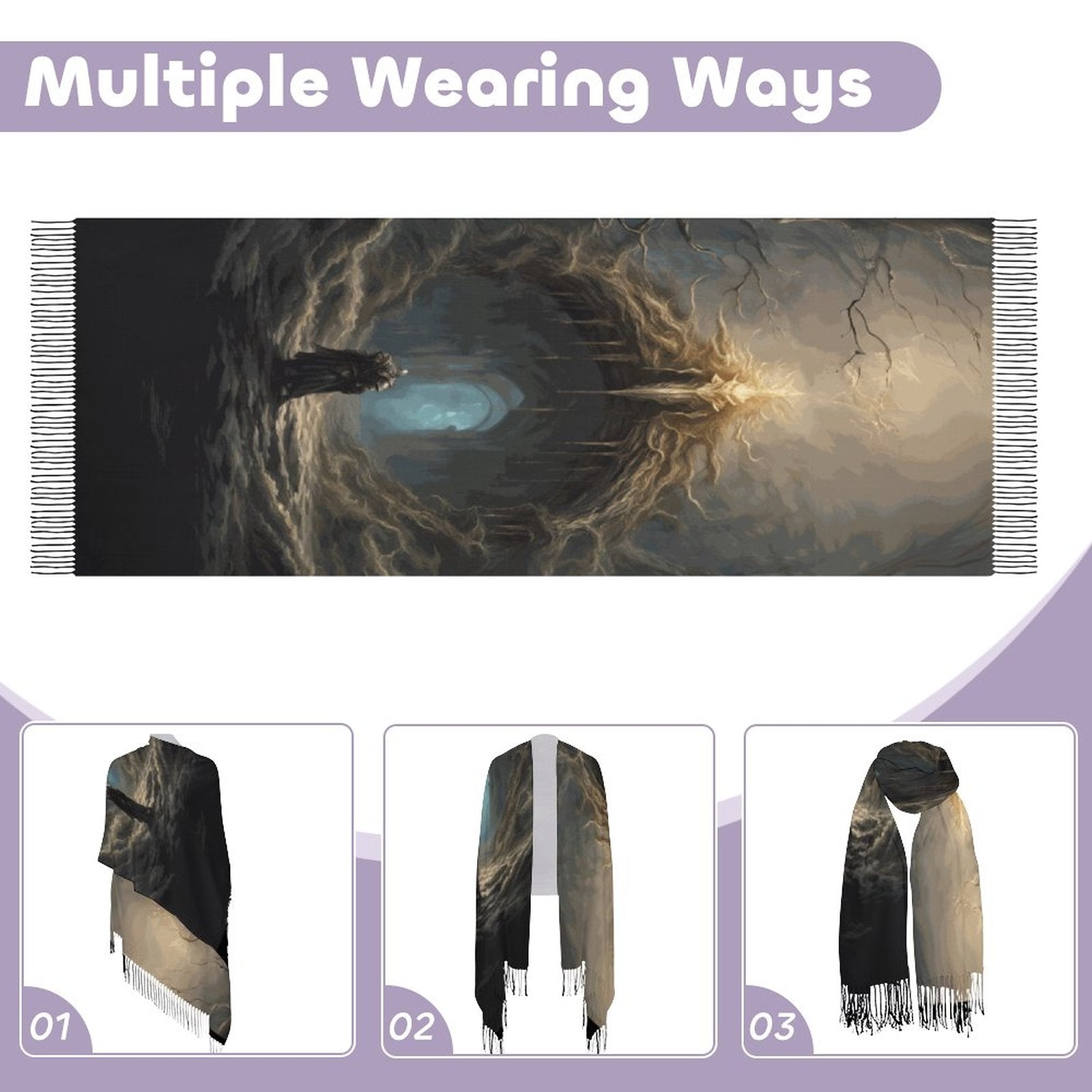 Elden Ring Warrior Tassel Scarf, Witchcore Fantasy Gamer Scarf