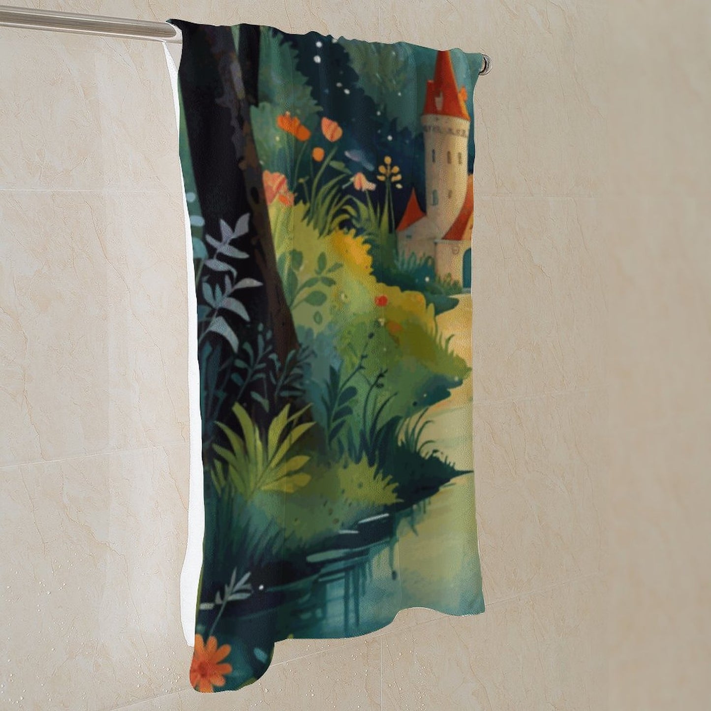Fairytale Castle Bath Towel, Princess Bath Towel